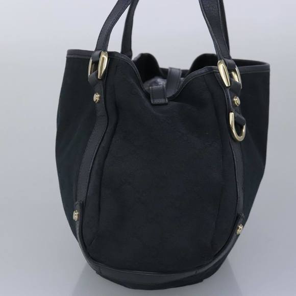 GUCCI GG Canvas Tote Bag Black Gold 130736 Auth 100266 - Picture 4 of 16